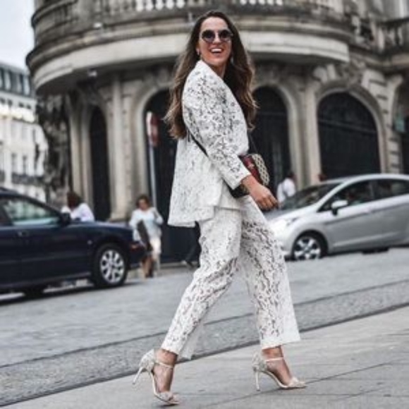 Zara Lace Pants Pockets White S 161/AN - Picture 4 of 5